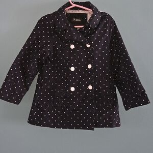 Girls (5) Black and Pink Polka Dot Spring Jacket By London FOG